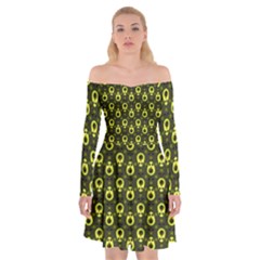 Avocados Off Shoulder Skater Dress by Sparkle