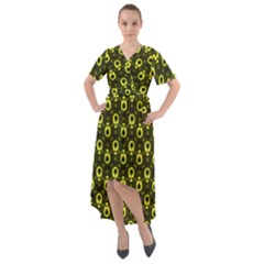 Avocados Front Wrap High Low Dress