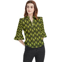 Avocados Loose Horn Sleeve Chiffon Blouse