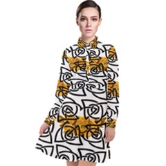 Digital Flowers Long Sleeve Chiffon Shirt Dress