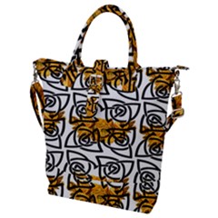 Digital Flowers Buckle Top Tote Bag