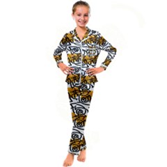 Digital Flowers Kid s Satin Long Sleeve Pajamas Set