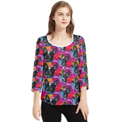 Doggy Chiffon Quarter Sleeve Blouse by Sparkle