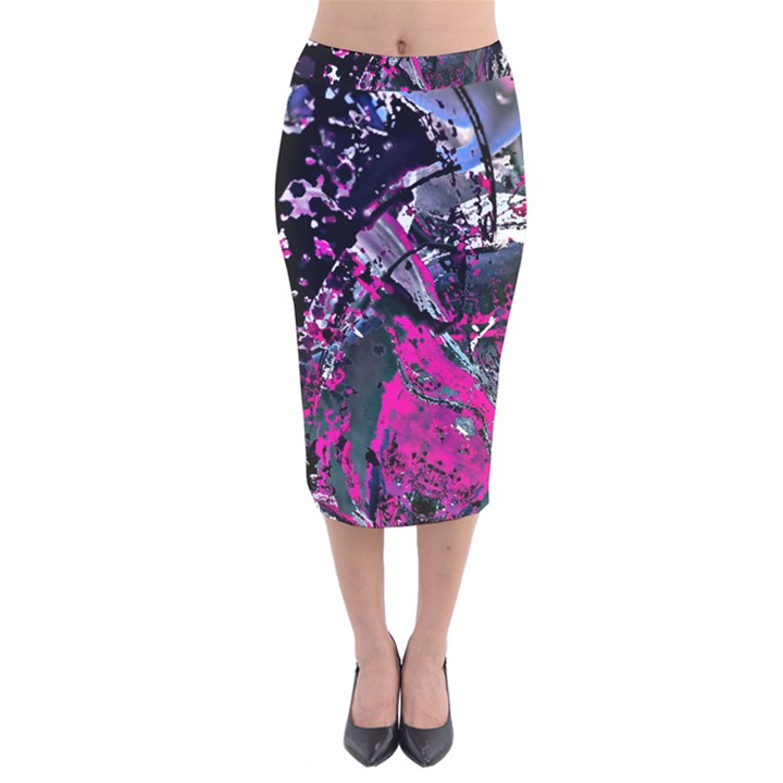 Rollercoaster Velvet Midi Pencil Skirt