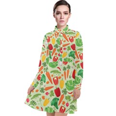 Vegetables Love Long Sleeve Chiffon Shirt Dress by designsbymallika