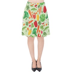 Vegetables Love Velvet High Waist Skirt by designsbymallika