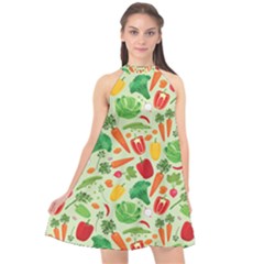 Vegetables Love Halter Neckline Chiffon Dress 