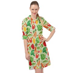 Vegetables Love Long Sleeve Mini Shirt Dress by designsbymallika