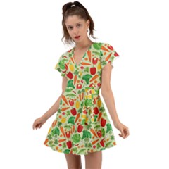 Vegetables Love Flutter Sleeve Wrap Dress by designsbymallika