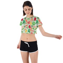 Vegetables Love Tie Back Short Sleeve Crop Tee by designsbymallika