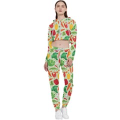 Vegetables Love Cropped Zip Up Lounge Set by designsbymallika