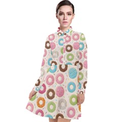 Donuts Love Long Sleeve Chiffon Shirt Dress by designsbymallika