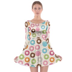 Donuts Love Long Sleeve Skater Dress by designsbymallika