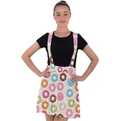 Donuts Love Velvet Suspender Skater Skirt by designsbymallika