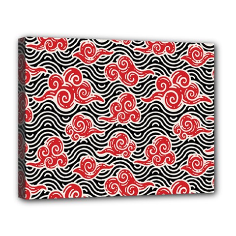 Red Black Waves Canvas 14  X 11  (stretched) by designsbymallika