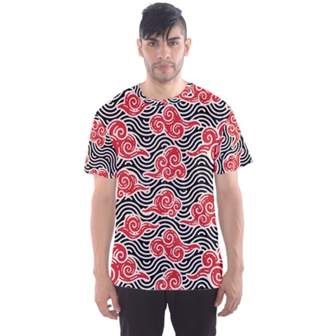 Red Black Waves Men s Sport Mesh Tee by designsbymallika