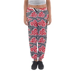 Red Black Waves Women s Jogger Sweatpants by designsbymallika