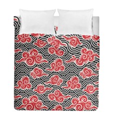 Red Black Waves Duvet Cover Double Side (full/ Double Size) by designsbymallika