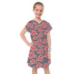 Red Black Waves Kids  Drop Waist Dress by designsbymallika