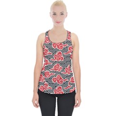 Red Black Waves Piece Up Tank Top by designsbymallika