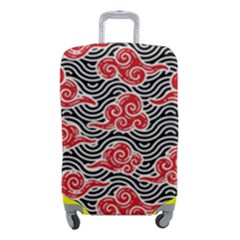 Red Black Waves Luggage Cover (small) by designsbymallika