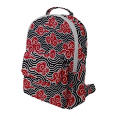 Red Black Waves Flap Pocket Backpack (large) by designsbymallika