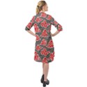 Red Black Waves Long Sleeve Mini Shirt Dress View2