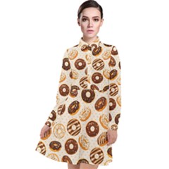 Chocolate Donut Love Long Sleeve Chiffon Shirt Dress by designsbymallika