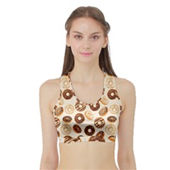 Chocolate Donut Love Sports Bra With Border by designsbymallika