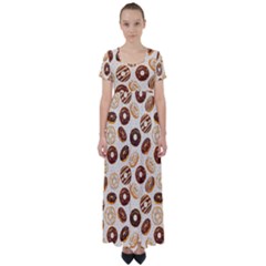 Chocolate Donut Love High Waist Short Sleeve Maxi Dress by designsbymallika