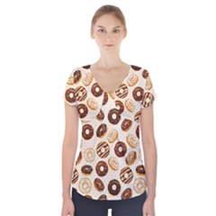 Chocolate Donut Love Short Sleeve Front Detail Top by designsbymallika