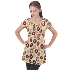 Chocolate Donut Love Puff Sleeve Tunic Top by designsbymallika