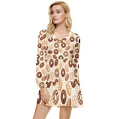 Chocolate Donut Love Tiered Long Sleeve Mini Dress