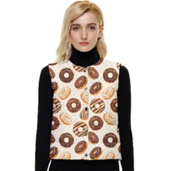 Chocolate Donut Love Women s Short Button Up Puffer Vest by designsbymallika