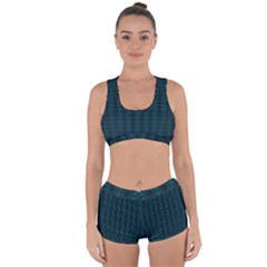 Teal Stripes Racerback Boyleg Bikini Set