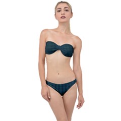 Teal Stripes Classic Bandeau Bikini Set