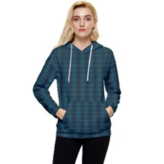 Teal Stripes Women s Lightweight Drawstring Hoodie