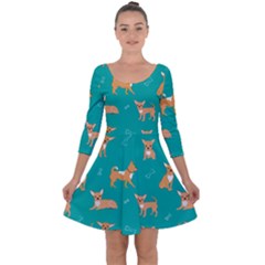 Cute Chihuahua Dogs Quarter Sleeve Skater Dress by SychEva