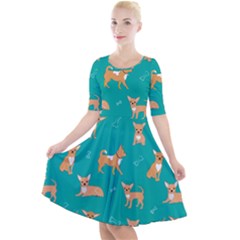 Cute Chihuahua Dogs Quarter Sleeve A-line Dress by SychEva