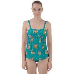 Cute Chihuahua Dogs Twist Front Tankini Set by SychEva