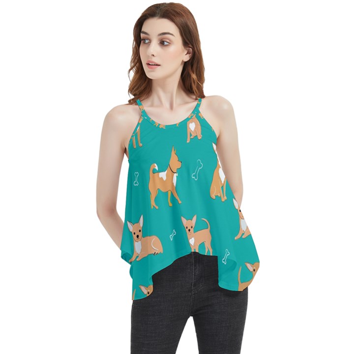 Cute Chihuahua Dogs Flowy Camisole Tank Top