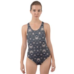 Modern Geometric Ornate Pattern Design Cut-out Back One Piece Swimsuit by dflcprintsclothing