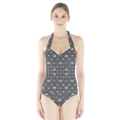 Modern Geometric Ornate Pattern Design Halter Swimsuit by dflcprintsclothing