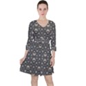 Modern Geometric Ornate Pattern Design Quarter Sleeve Ruffle Waist Dress View1