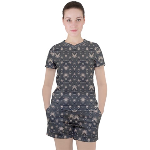 Modern Geometric Ornate Pattern Design Women s Tee And Shorts Set by dflcprintsclothing