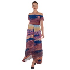 Atacama Desert Aerial View Off Shoulder Open Front Chiffon Dress by dflcprintsclothing