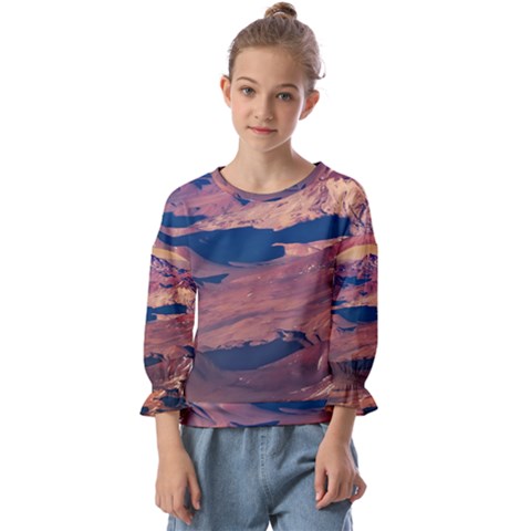 Atacama Desert Aerial View Kids  Cuff Sleeve Top by dflcprintsclothing