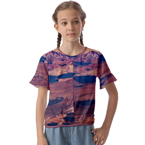 Atacama Desert Aerial View Kids  Cuff Sleeve Scrunch Bottom Tee by dflcprintsclothing