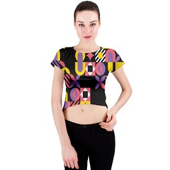 Summer Mosaic Print Crew Neck Crop Top by designsbymallika