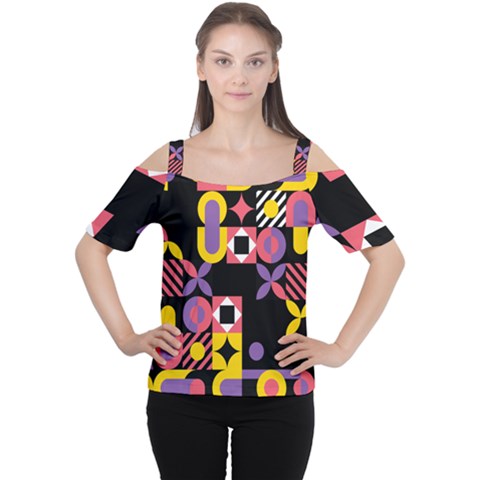 Summer Mosaic Print Cutout Shoulder Tee by designsbymallika